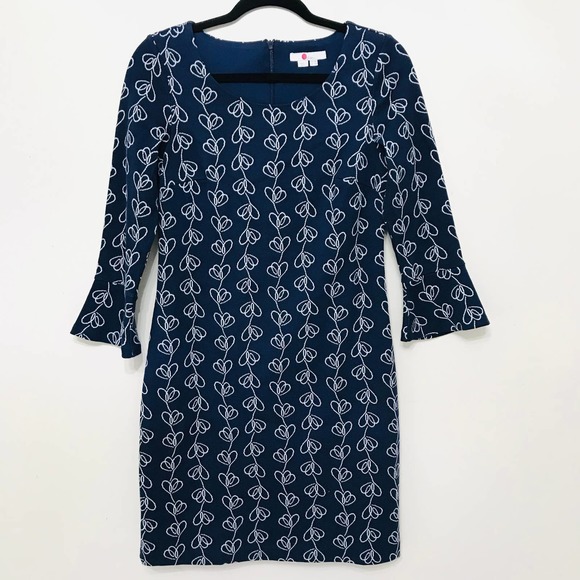 Boden Climbing Vine Dress In Navy Blue Sheath Women's Size 4 - Picture 3 of 9
